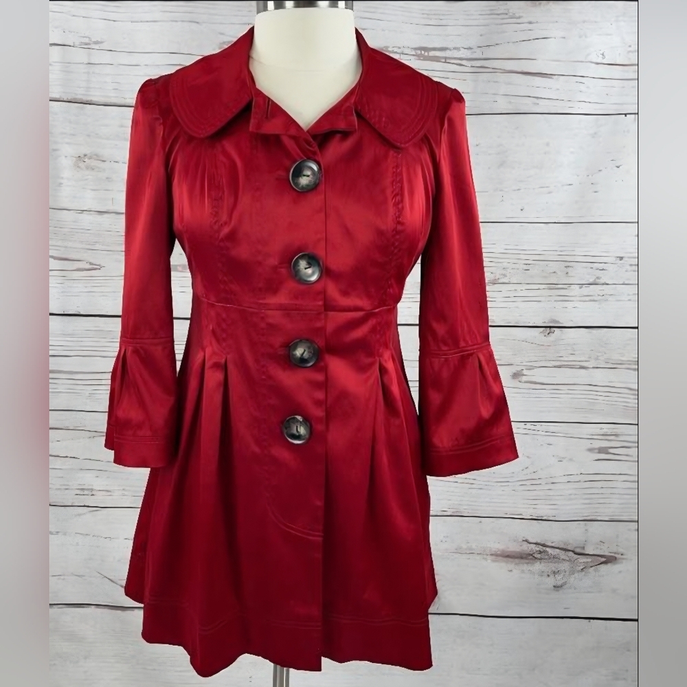 BCX Princess Cut 3/4 Rolled Sleeve Red Blazer Jacket
